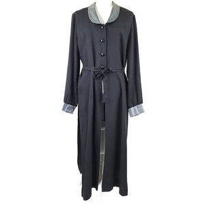 Vintage Alix Taylor Black Duster Jacket Women Size 14 Black Silver Boho Kimono